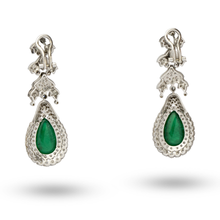 Load image into Gallery viewer, 18kt White gold Emerald and diamond earrings

