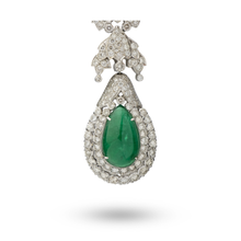 Load image into Gallery viewer, 18kt White gold Emerald and diamond earrings
