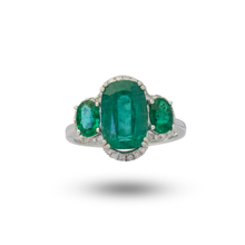 Load image into Gallery viewer, 18ct White Gold, Emerald and Diamond Dress Ring
