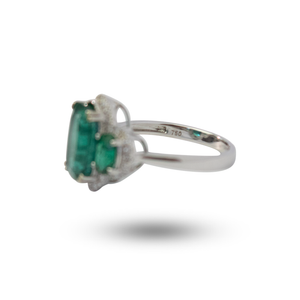 18ct White Gold, Emerald and Diamond Dress Ring