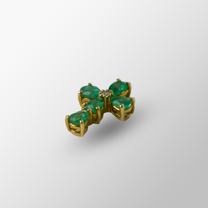 14kt YG Emerald Cross Necklace