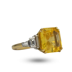 18kt Yellow Gold, Yellow Sapphire and Baguette Diamonds