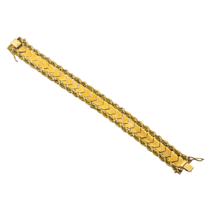 18K Yellow Gold Bracelet with rope detail on edge