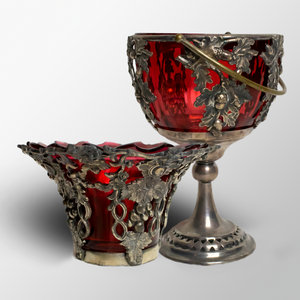 Art Nouveau Ruby Glass & Britannia Metal Goblet