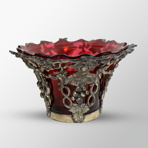 Art Nouveau Ruby Glass & Britannia Metal Goblet