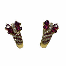 Load image into Gallery viewer, 18kt Yellow Gold Ruby and Diamond Ear Clips
