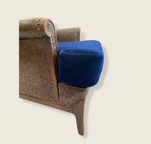 Load image into Gallery viewer, Carved Oak embossed leather armchair
