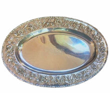 Load image into Gallery viewer, Sterling Silver Oval Tray with Repousse Border by S Kirk and Son
