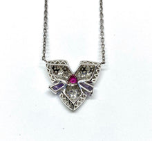 Load image into Gallery viewer, 18kt White Gold Diamond and Pink Sapphire Necklace
