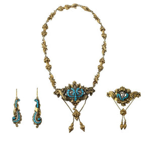 14kt Yellow Gold Turquoise Victorian Three Piece Set