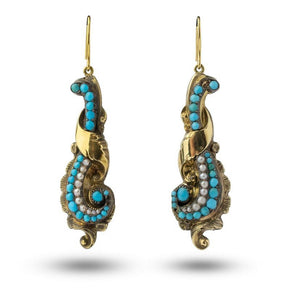 14kt Yellow Gold Turquoise Victorian Three Piece Set