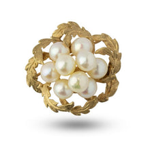 Load image into Gallery viewer, Retro 14kt Yellow Gold Akoya Pearl Brooch
