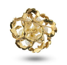 Load image into Gallery viewer, Retro 14kt Yellow Gold Akoya Pearl Brooch
