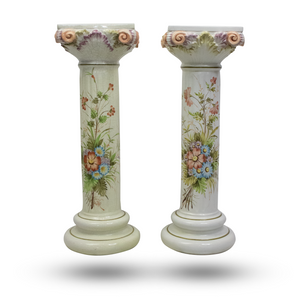 Pair of Hand Painted & Coloured Columns