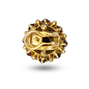 14kt Yellow Gold  Garnet Cabochon Earrings