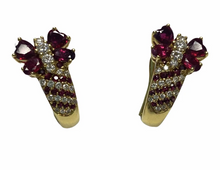 Load image into Gallery viewer, 18kt Yellow Gold Ruby and Diamond Ear Clips
