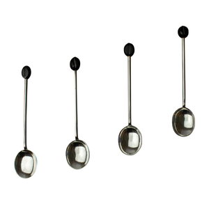 English Sterling Demitasse Spoons With Bakelite Coffee Bean Finials