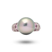Load image into Gallery viewer, 18kt White Gold Tahitian Pearl and Pink Sapphire Ring
