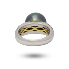 Load image into Gallery viewer, 18kt White Gold Tahitian Pearl and Pink Sapphire Ring
