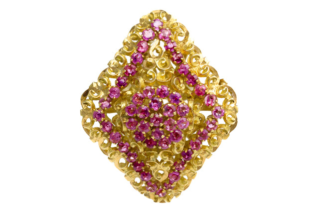 18kt Yellow Gold and Ruby Cluster Ring - Antiques and Possibilities