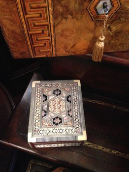 Mother of Pearl and Beechwood box w/ Arabic Prayer Book/ Quran
