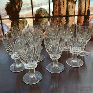 GP0458 Set of 11 Cut Crystal White Cordial Glasses with Star Faceted Stem