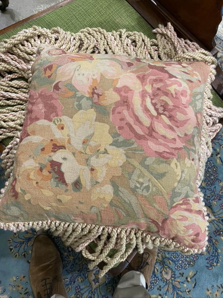 DC0098 19 Mid Century floral linen fabric pillow