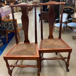 FS0204 A Pair of Mahogany Side Chairs in the Queen Anne Chinese Style with Cane Seats