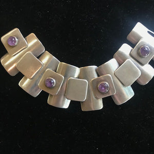 JA0486 Mexican Sterling Silver and Amethyst Bracelet
