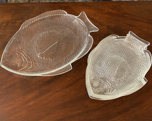 ConJP004 Set of 4 Vintage Glass Fish Plates + Serving Platter i