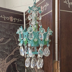 LT0139 Vintage Aqua Coloured Chandelier