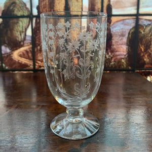 GP0053 10 Edwardian Etched Crystal Water Goblets - Antiques and Possibilities