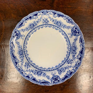 GP1350 Shallow English Blue and White Soup Bowl with Swags and Acanthus Detailing