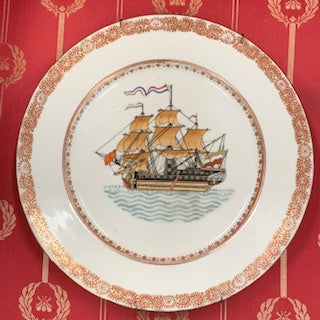 GP0007 Nautical Plate with a Sailing Ship - Antiques and Possibilities