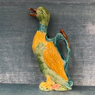 GP0170 French Faience Yellow Breasted Duck Pitcher with Majolica Glaze