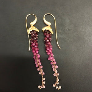 SAL0030 18kt RG Earrings with Diamond and Ruby Fish Drops