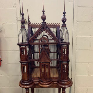 DC0069 Victorian Mahogany Bird Cage on Stand - Antiques and Possibilities