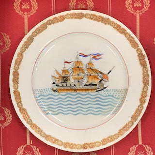 GP0006 Nautical Plate with a Sailing Ship - Antiques and Possibilities