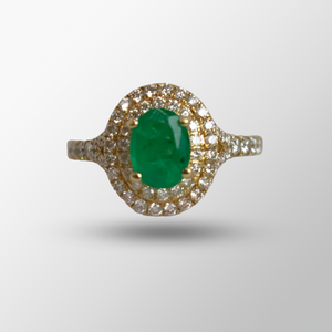 14k Yellow Gold Emerald & Diamond Ring - Sold