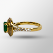 Load image into Gallery viewer, 14k Yellow Gold Emerald &amp; Diamond Ring
