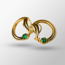 Load image into Gallery viewer, 14kt Yellow Gold Emerald Earrings
