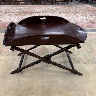 FO0008 English George IV Mahogany Butlers Tray on Stand