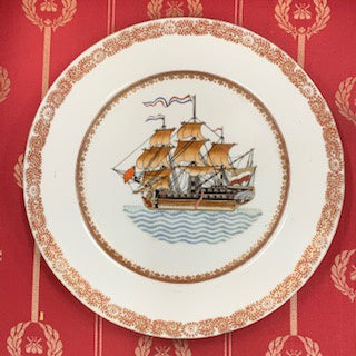 GP0005 Nautical Plate with a Sailing Ship - Antiques and Possibilities