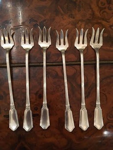 SF0976 American Sterling Silver Set of 6 Oyster Forks by Alvin in Winchester Pattern