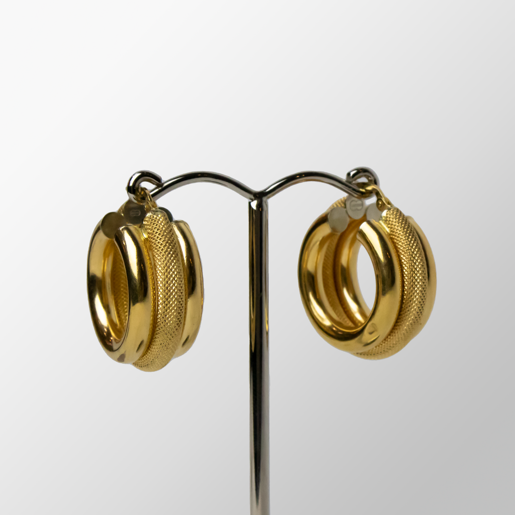 18kt YG Two-Texture Rope Hoop Earrings